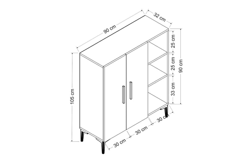 UKHAND Förvaringsskåp 90x105 cm Vit - Förvaring - Skåp