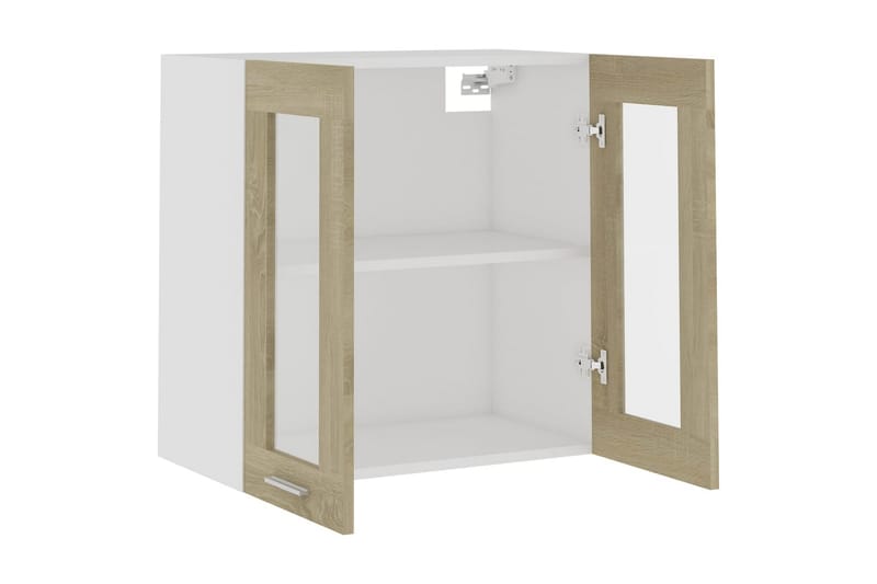 Väggskåp med glasdörrar sonoma-ek 60x31x60 cm spånskiva - Ek - Förvaring - Skåp - Vitrinskåp