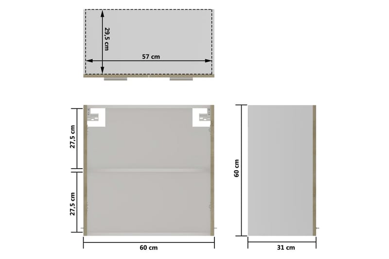 Väggskåp med glasdörrar sonoma-ek 60x31x60 cm spånskiva - Ek - Förvaring - Skåp - Vitrinskåp