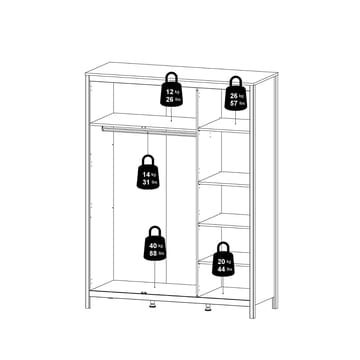 Vallvidera Garderob med 3 dörrar 150x199 cm - Förvaring - Skåp - Garderobsskåp