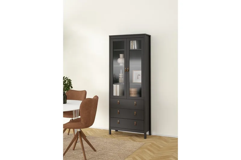 Vallvidera Vitrinskåp 78,05x199 cm - Svart - Förvaring - Skåp - Vitrinskåp