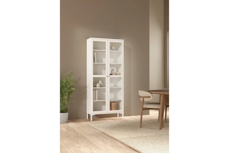 Valnorin Vitrinskåp 89x203 cm - Vit - Förvaring - Skåp - Vitrinskåp