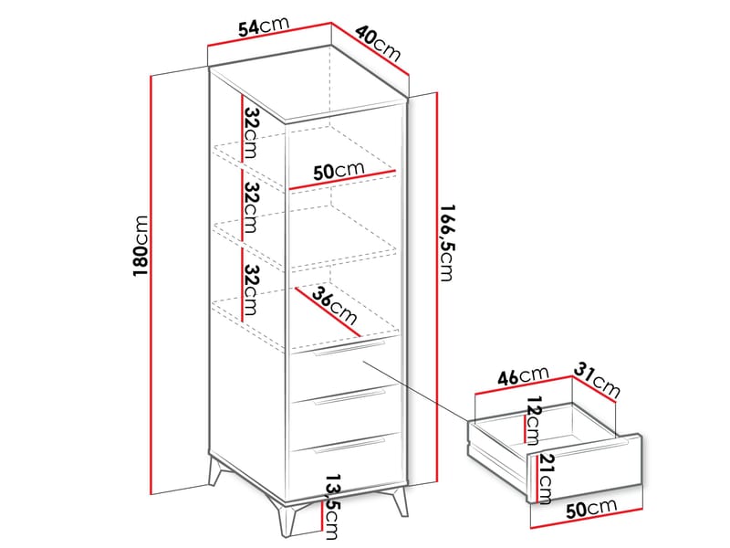 Vemdalen Garderob 54x180 cm - brun - Förvaring - Skåp - Garderobsskåp