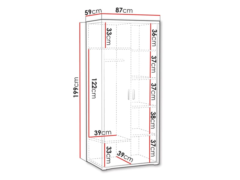 Veyricus Garderob 199 cm - Förvaring - Skåp - Garderobsskåp