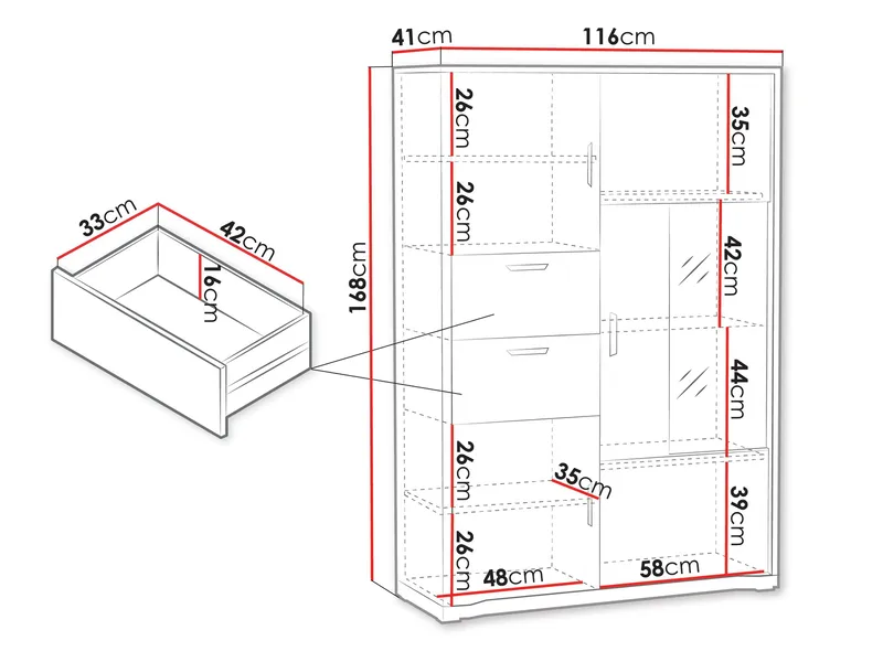 Veyricus Vitrinskåp 168 cm - Förvaring - Skåp - Vitrinskåp