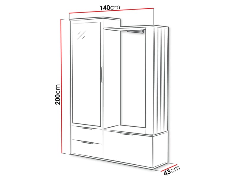 View Hallmöbel 140 cm - beige - Möbler - Hall & entré - Möbelset för hall & entré