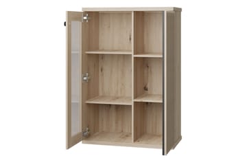 Aldbrough Lågt Vitrinskåp 40,6 djup 86,4 cm bred 131,9 cm hög Trä Glas - Trä/Svart - Förvaring - Skåp - Vitrinskåp