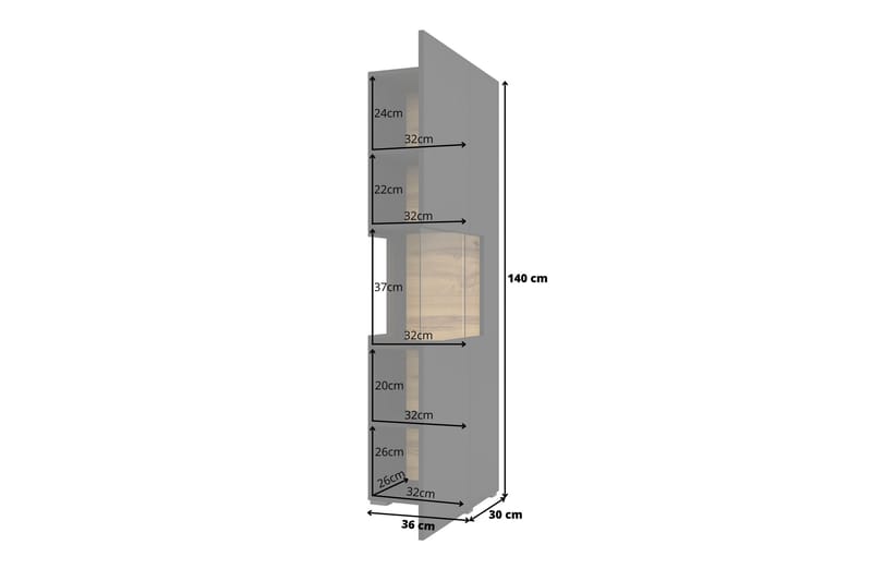ARMADE Vitrinskåp 140 cm Svart - Förvaring - Skåp - Vitrinskåp