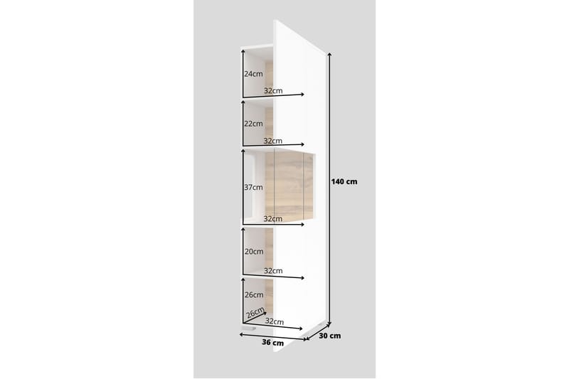 ARMADE Vitrinskåp 140 cm Vit - Förvaring - Skåp - Vitrinskåp