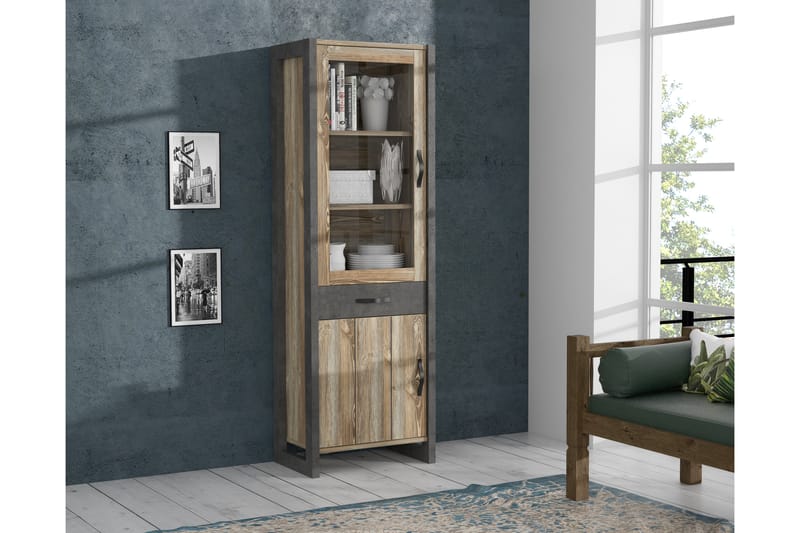 BALESTI Garderob 42x120 cm Brun/Grå - Förvaring - Skåp - Vitrinskåp