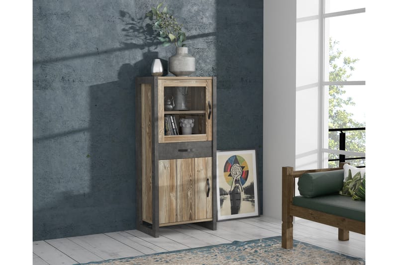 BALESTI Garderob 62x120 cm Brun/Grå - Förvaring - Skåp - Vitrinskåp