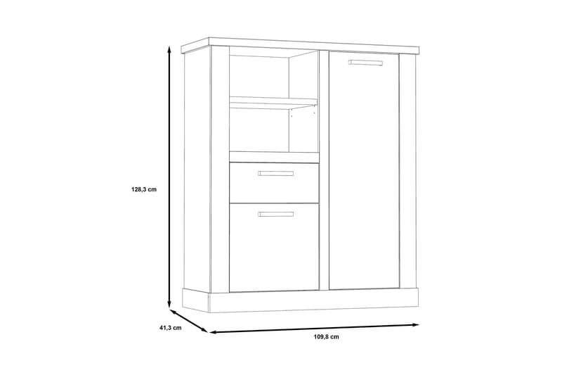 BESCH Skänk 41x110 cm Brun/Vit - Förvaring - Skåp - Vitrinskåp