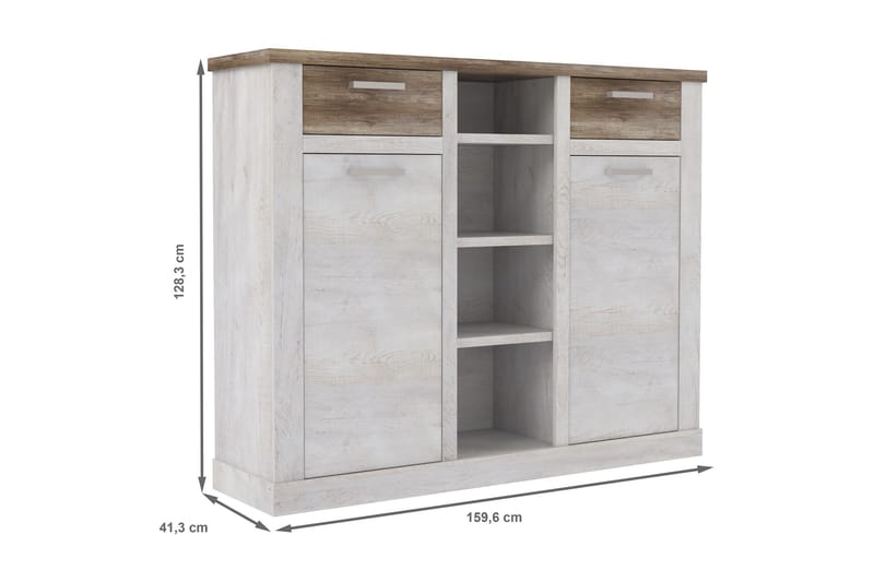 BESCH Skänk 41x160 cm Brun/Vit - Förvaring - Skåp - Vitrinskåp