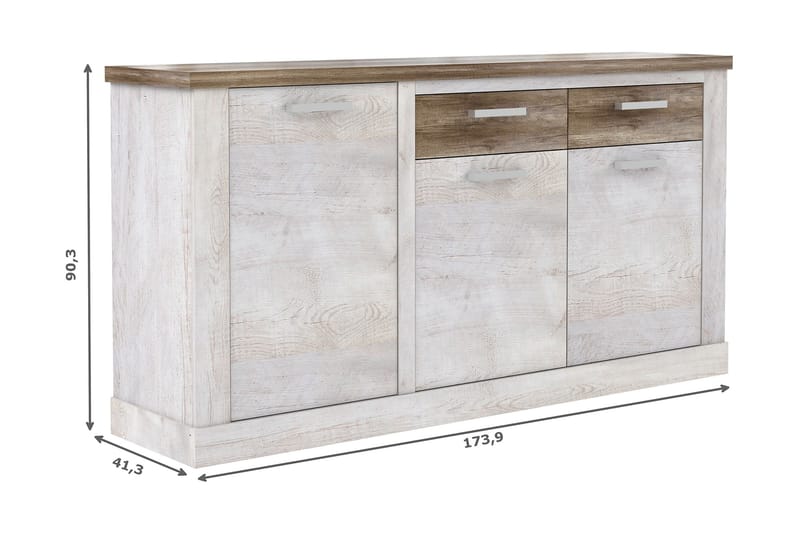 BESCH Skänk 41x172 cm Brun/Vit - Förvaring - Skåp - Vitrinskåp