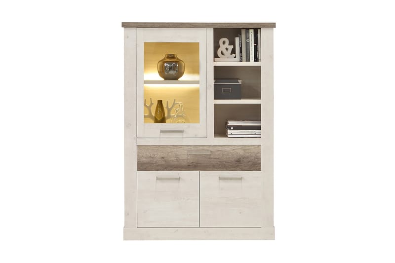 BESCH Vitrinskåp 41x108 cm Brun/Vit - Förvaring - Skåp - Vitrinskåp