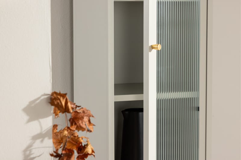 Cali Smalt Vitrinskåp 35 cm djup 37 cm bred 180 cm hög Ljust Stål - Beige - Förvaring - Skåp - Vitrinskåp