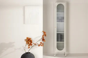 Cali Smalt Vitrinskåp 35 cm djup 37 cm bred 180 cm hög Ljust Stål - Beige - Förvaring - Skåp - Vitrinskåp
