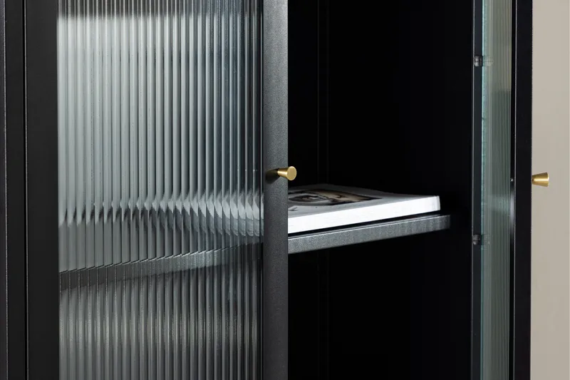 Cali Vitrinskåp 35 cm djup 80 cm bred 180 cm hög Mörkt Stål - Svart - Förvaring - Skåp - Vitrinskåp