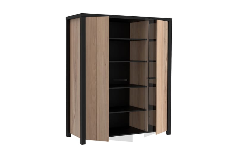 DAUBY Garderob 62x221 cm 3 Hyllplan Brun/Svart - Förvaring - Skåp - Vitrinskåp