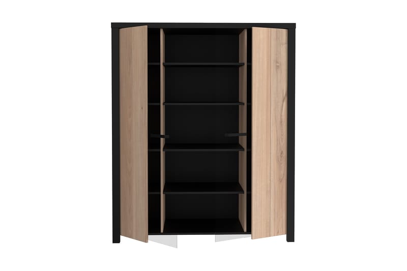DAUBY Garderob 62x221 cm 3 Hyllplan Brun/Svart - Förvaring - Skåp - Vitrinskåp