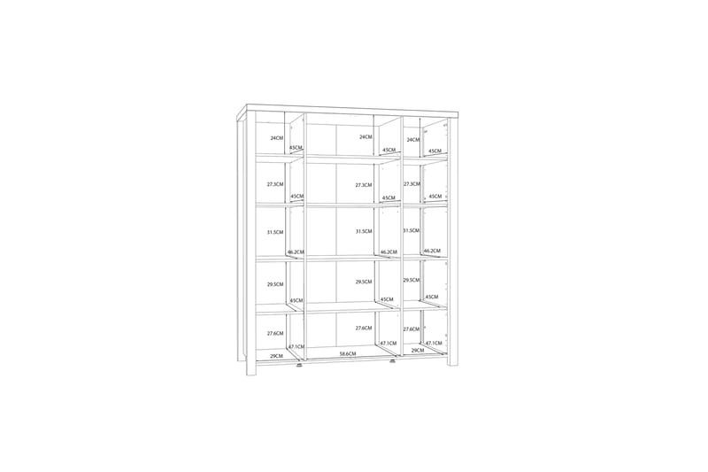 DAUBY Garderob 62x221 cm 3 Hyllplan Brun/Svart - Förvaring - Skåp - Vitrinskåp