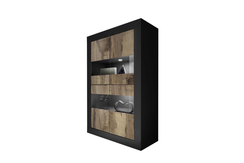 DINAMI Vitrinskåp 43x102 cm Natur/Svart - LC SPA - Förvaring - Skåp - Vitrinskåp