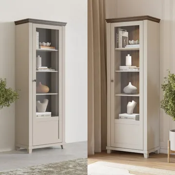 Vitrinskåp Evora 1 dörr höger - Ljus Beige - Förvaring - Skåp - Vitrinskåp