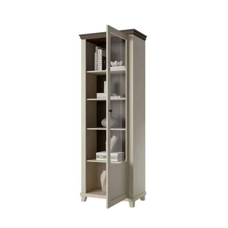 Vitrinskåp Evora 1 dörr höger - Ljus Beige - Förvaring - Skåp - Vitrinskåp