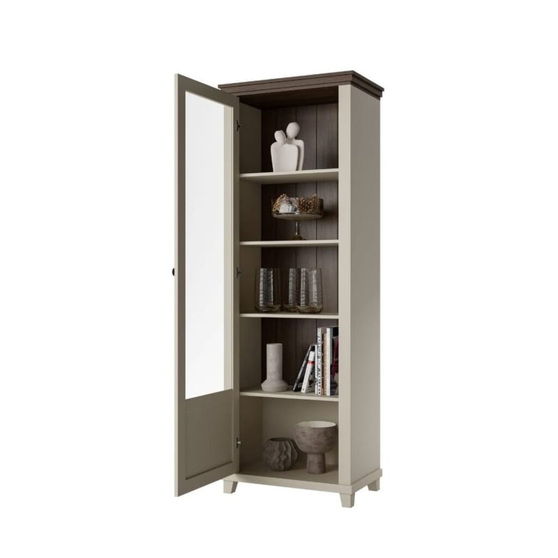 Vitrinskåp Evora 1 dörr vänster - Ljus Beige - Förvaring - Skåp - Vitrinskåp