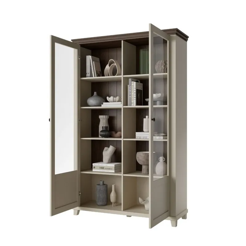 Vitrinskåp Evora 2 dörrar - Ljus Beige - Förvaring - Skåp - Vitrinskåp