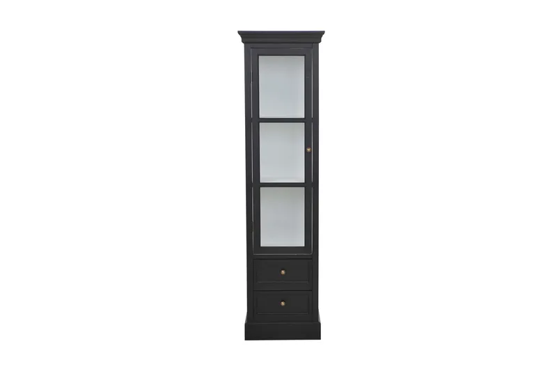 Havin Smalt Vitrinskåp 30 cm djup 45 cm bred 166 cm hög Mörkt Trä Glas - Svart - Förvaring - Skåp - Vitrinskåp