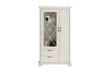 Hurlston Vitrinskåp 48 cm djup 113 cm bred 210 cm hög Ljust Trä - Vit - Förvaring - Skåp - Vitrinskåp