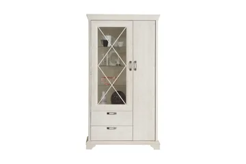 Hurlston Vitrinskåp 48 cm djup 113 cm bred 210 cm hög Ljust Trä - Vit - Förvaring - Skåp - Vitrinskåp