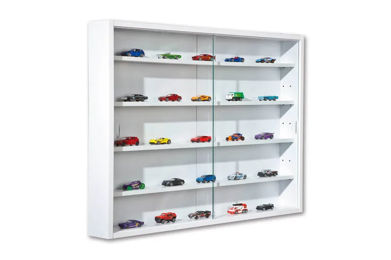 Imogen Vägghängt Displayskåp Vitrinskåp 9,5 cm djupt 80 cm bred 60 cm hög Ljust Trä Glas, Vit/Glas