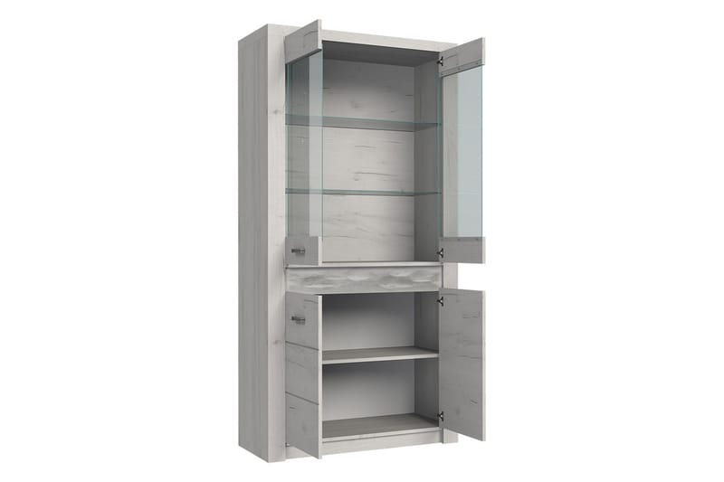 Indianapolis Vitrinskåp 96x42x192 cm - Vit - Förvaring - Skåp - Vitrinskåp