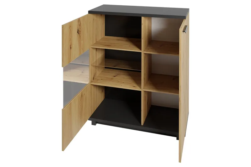 Ingram Vitrinskåp 40x90 cm - Ek/Svart - Förvaring - Skåp - Vitrinskåp