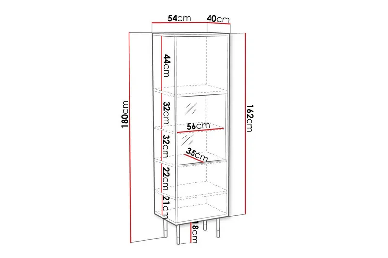 Juniskär Vitrinskåp 40 cm djup 54 cm bred 180 cm hög Mörkt Trä Glas - Svart - Förvaring - Skåp - Vitrinskåp