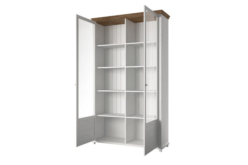 KENSTONE Vitrinskåp 42x126 cm  Vit/Natur - Förvaring - Skåp - Vitrinskåp
