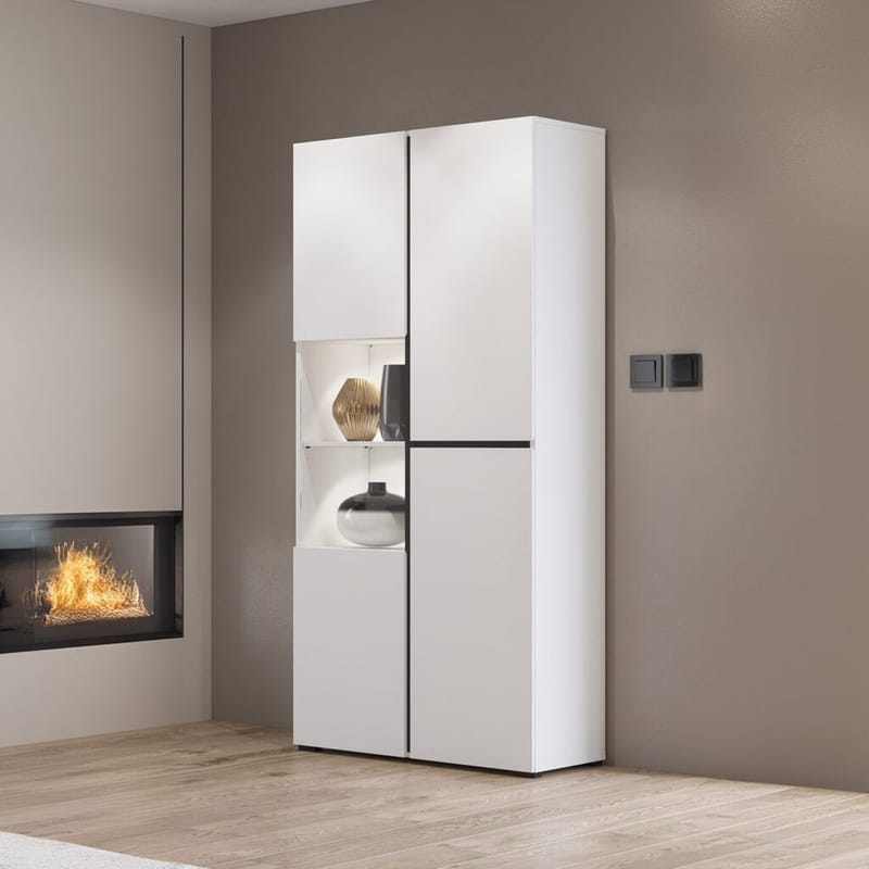 Vitrinskåp Kors 3 dörrar - Vit - Svart - Förvaring - Skåp - Vitrinskåp