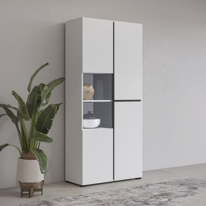 Vitrinskåp Kors 3 dörrar - Vit - Svart - Förvaring - Skåp - Vitrinskåp