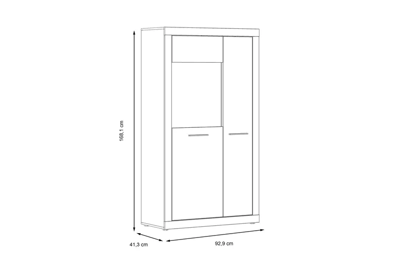 Kranea Vitrinskåp 41,3 cm djup 92,9 cm bred 168 cm hög Trä - Grå/Vit - Förvaring - Skåp - Vitrinskåp