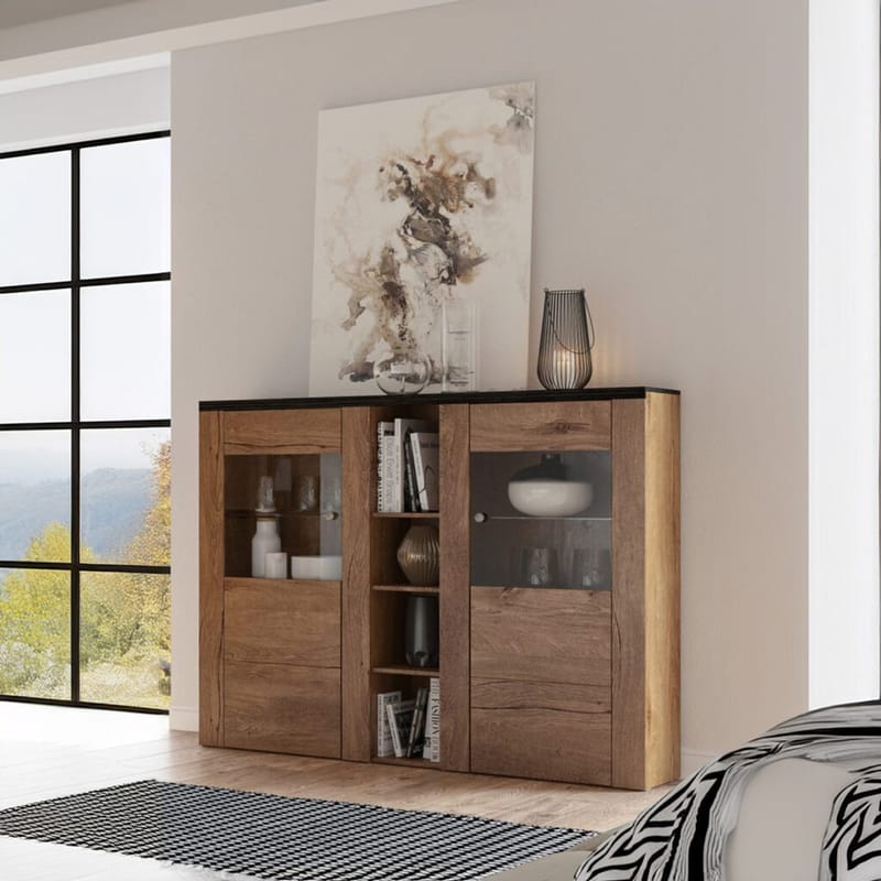 Vitrinskåp Larona 2 dörrar - Lefkas ek - Förvaring - Skåp - Vitrinskåp