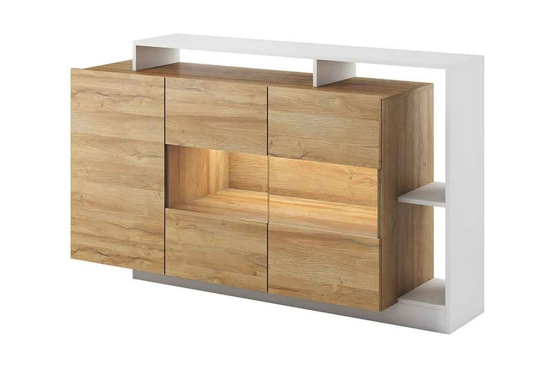 LAURENE Vitrinskåp 155x44x94 cm - Beige/Vit - Förvaring - Skåp - Vitrinskåp