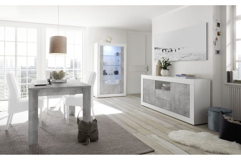 LC Spa Calpino Vitrinskåp 42 cm djup 110 cm bred 190 cm hög Ljust Trä - Vit/Grå - Förvaring - Skåp - Vitrinskåp