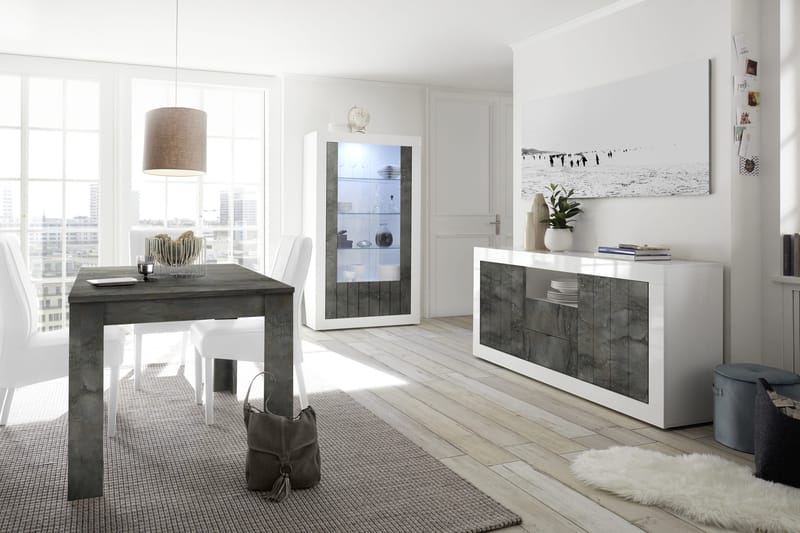 LC Spa Calpino Vitrinskåp 42 cm djup 110 cm bred 190 cm hög Ljust Trä - Vit/Gråmelerad - Förvaring - Skåp - Vitrinskåp