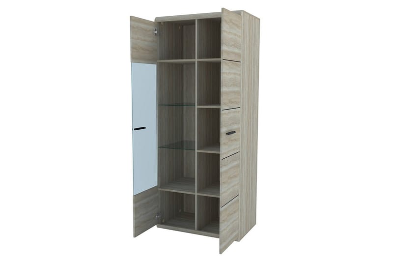 Link Vitrinskåp 80x37x194 cm - Beige/Grå - Förvaring - Skåp - Vitrinskåp