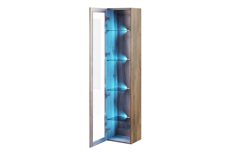 LISBURN Vitrinskåp 30x40 cm Vit LED Natur/Svart - Förvaring - Skåp - Vitrinskåp