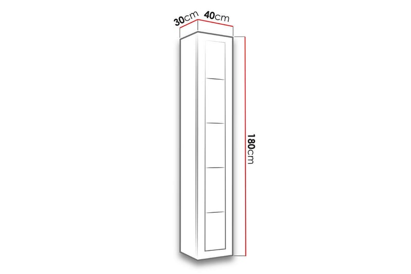 LISBURN Vitrinskåp 30x40 cm Vit LED Natur/Svart - Förvaring - Skåp - Vitrinskåp