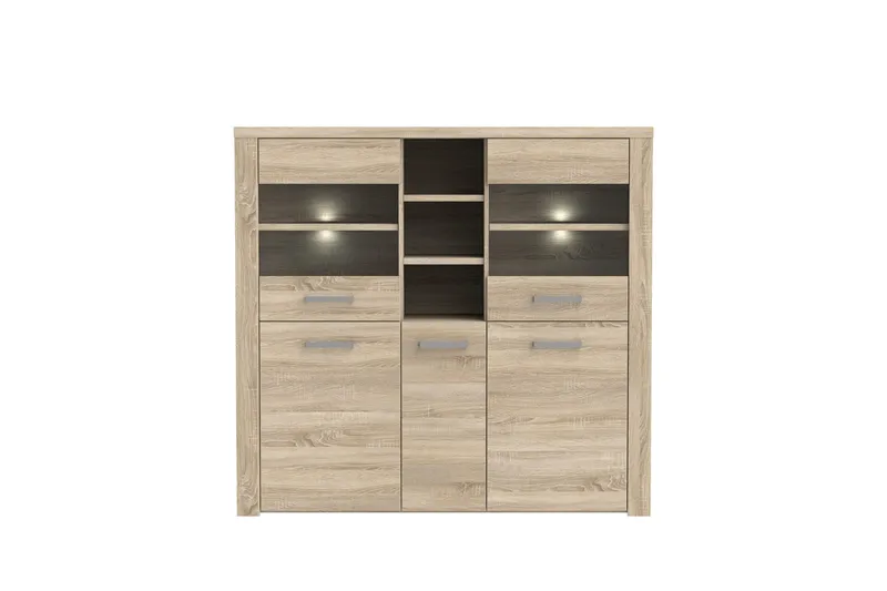 Loannia Vitrinskåp 41x146 cm - Brun - Förvaring - Skåp - Vitrinskåp