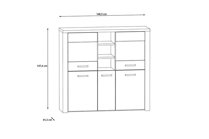 Loannia Vitrinskåp 41x146 cm - Brun - Förvaring - Skåp - Vitrinskåp